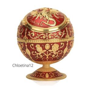 Retro Metal Ashtray Dragon Flower Decor Gifts